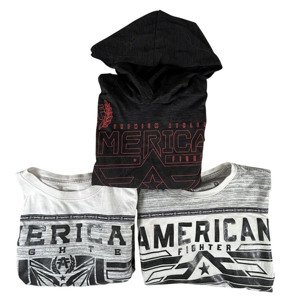 American Fighter Shirt Lot Of 3 Mens Medium Hoodie Long Sleeve Tee Bundle